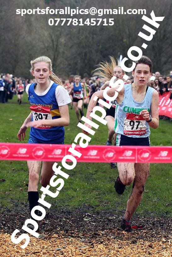 Junior girls, 2020 New Balance English Schools Champs., Sefton Park, Liverpool. Photo: David T. Hewitson/Sports for All Pics
